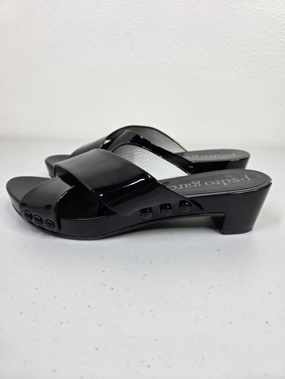 Pedro Garcia Black Patent Slide Sandals - Picture 5 of 16